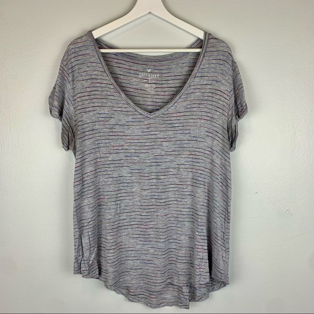 American eagle outfitters soft and sexy striped grey tee